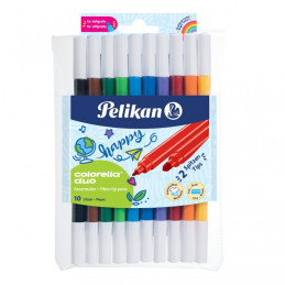 Carioci colorate Pelikan Colorella Duo C407, 2 capete, 10 culori, blister PVC