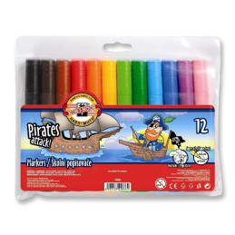 Carioci colorate Koh-i-noor Piratii Jumbo K1005-12A, 12 culori, blister PVC