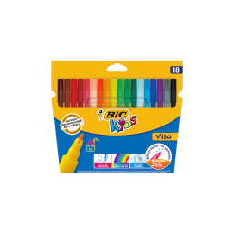 Carioci colorate Bic Kids Visa 811985, 18 culori, lavabile, blister carton
