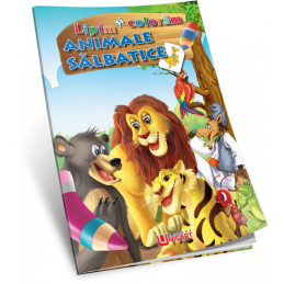 Carte de colorat A4, Lipim si Coloram - Animale salbatice, Unicart