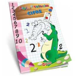 Carte de colorat A4, Lipim si Coloram - Cifre, Unicart