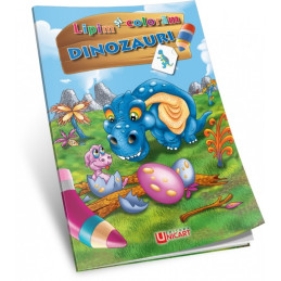 Carte de colorat A4, Lipim si Coloram - Dinozauri, Unicart