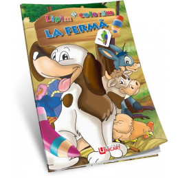 Carte de colorat A4, Lipim si Coloram - La ferma, Unicart