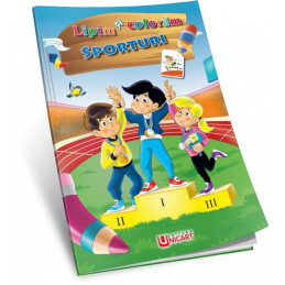 Carte de colorat A4, Lipim si Coloram - Sporturi, Unicart