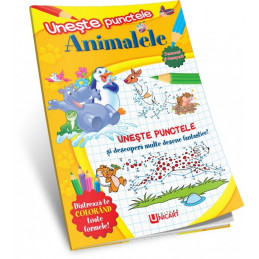 Carte de colorat A4, Uneste Punctele - Animalele, Unicart