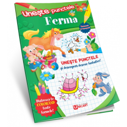Carte de colorat A4, Uneste Punctele - Ferma, Unicart