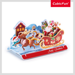 Cubic Fun - Puzzle 3D sania lui Mos Craciun 19 piese