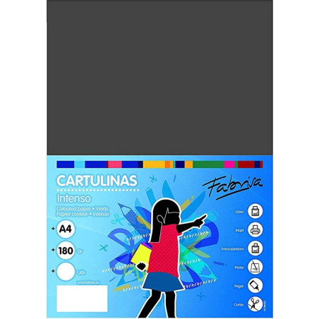 Carton colorat A4 Fabrisa 15533, 180g/mp, negru intens, top 250 coli