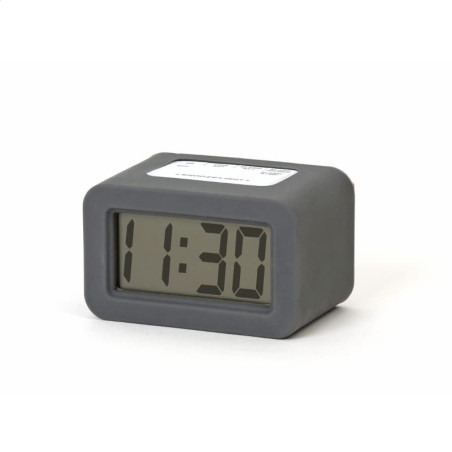 Ceas desteptator Platinet PZADR / 43246, dreptunghiular, 10.3x6.5x6.3cm, cauciuc, gri, afisaj digital