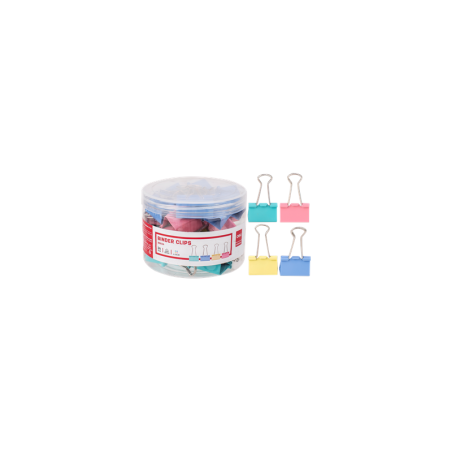 Clipsuri metalice Deli 8553 A, 32mm, diverse culori, cutie PVC 24 buc