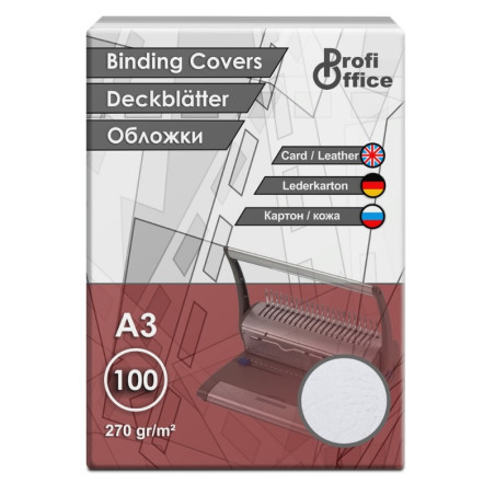 Coperta indosariere A3 ProfiOffice, carton alb, imitatie piele, 270g/mp, top cu 100 coli