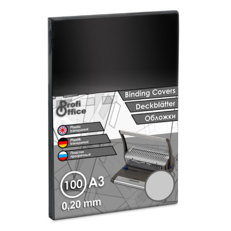 Coperta indosariere A3 ProfiOffice, PVC cristal, transparent, 0.20mm, top cu 100 coli