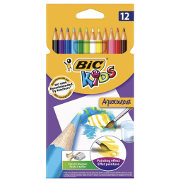 Creioane colorate Bic Kids Aquacouleur 28, 12 culori, blister carton