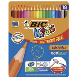 Creioane colorate Bic Kids Evolution, 18 culori, blister carton