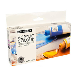 Culori acrilice Magi-Wap Art Rangers, 8 culori x 22ml, culori metalice, FEA0822T-M