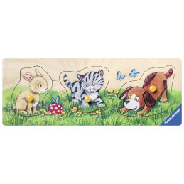 Puzzle Din Lemn Animalute, 3 Piese