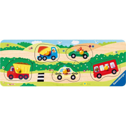 Primul Meu Puzzle Din Lemn Cu Vehicule, 5 Piese