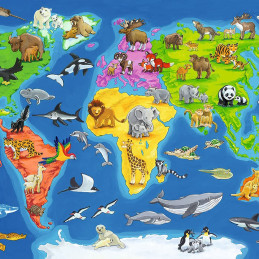 Puzzle tip rama harta lumii cu animale 30 piese