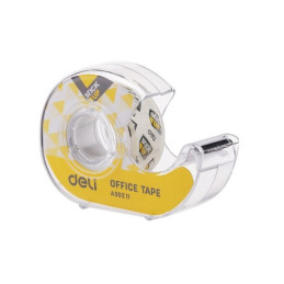 Banda adeziva Deli A30211, pentru ambalare, 18mm x 7m, transparent, cu dispenser