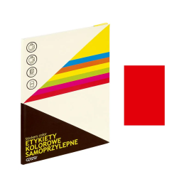 Etichete autocolante Grand 150-1062, 1/A4, 210x297mm, permanente, colturi drepte, rosu fluorescent, top 25 coli