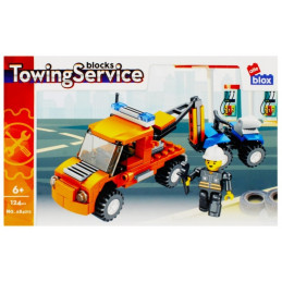Set de constructie Alleblox Towing Service - camion de tractare - AB4012 / 478234, 124 piese, 6+