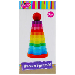 Jucarie bebelusi din lemn - piramida, multicolora - MegaCreative 474355, 9+ luni