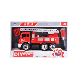 Camion de pompieri cu macara MegaCreative 459702, 35cm, include unealta, plastic, rosu, 3+ ani