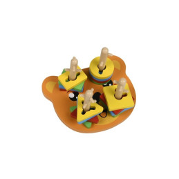 Jucarie lemn set educativ, Little Bear cu 4 turnuri si accesorii colorate
