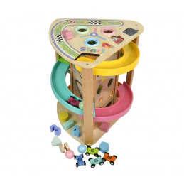 Jucarie lemn set educativ, CNX circuit cu masinute diverse culori