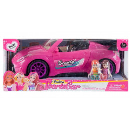 Masina decapotabila pentru papusi MegaCreative 458267, 26cm, cu sunete si lumini, plastic, roz, 3+ ani