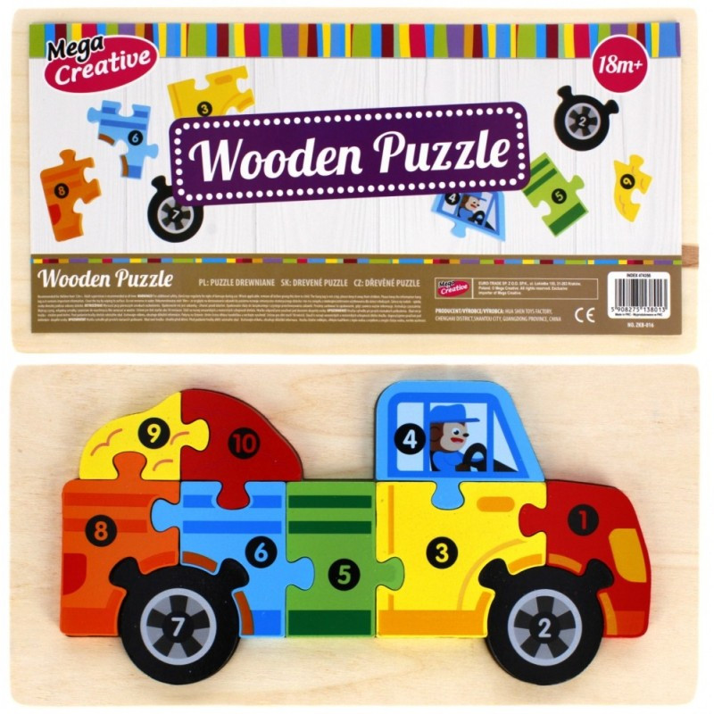 Jucarie bebelusi din lemn - puzzle camion, multicolor - MegaCreative 474356, 18+ luni Jucarie bebelusi din lemn - puzzle camion, multicolor - MegaCreative 474356, 18+ luni