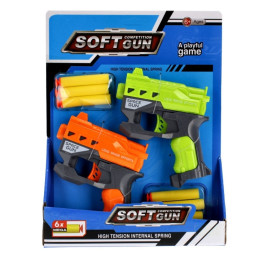 Blaster - set x2 pistoale, 12cm, 6 proiectile din spuma, diverse culori, 6+ ani, MegaCreative, 454591