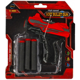 Blaster - pistol 10.5cm, include 6 proiectile din spuma, rosu-negru, 6+ ani, MegaCreative, 461274