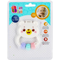 Jucarie bebelusi zornaitoare - ursulet, alb - Bam Bam 414225, 0+ luni