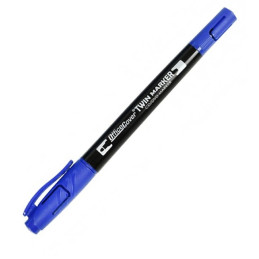 Marker permanent Office-Cover EP11-2088CD-12, varf rotund, 0.4mm / 3.0mm, 2 capete, pentru CD, albastru