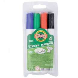 Marker cu vopsea Koh-I-Noor K3205, varf rotund, 2.5mm, pentru textile, set 4 culori (negru, verde, rosu, albastru)