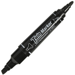 Marker permanent CNX G-122CL, varf rotund / varf tesit, 2 capete, negru