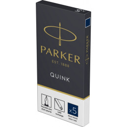 Patroane cerneala lungi (rezerve) Parker Quink 1950385, cerneala albastra, set 5 buc