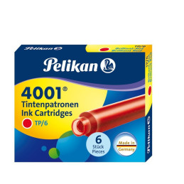 Patroane cerneala scurte (rezerve) Pelikan 4001 301192, cerneala rosie, set 6 buc