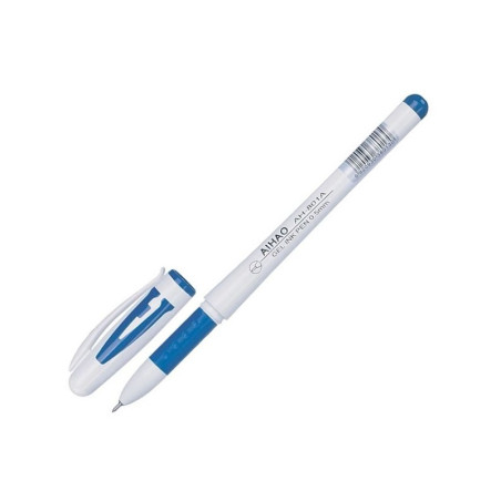 Pix cu gel CNX Aihao AH-801A, 0.5mm, cu capac, corp alb, grip cauciucat, scris albastru, set 48 buc + cana