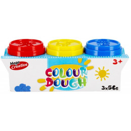 Plastilina Mega Creative Colour Dough 471253, 3x56g, albastru, rosu, galben, +3 ani, set 3 culori