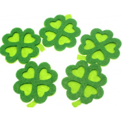 Decoratiuni fetru Trifoi cu 4 foi, 5 buc/set