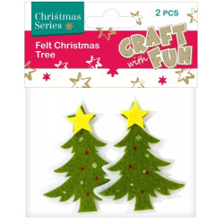Accesorii creatie fetru Brad Craciun cu stea, set 2 buc