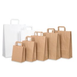Punga hartie Papiroti 21759, 32x44x16cm, 90g/mp, maro, manere din banda hartie, pentru catering