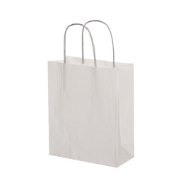 Punga cadou Papiroti 12832 / 17588, B4, 26x35x12cm, 90g/mp, alba, manere din hartie rasucita
