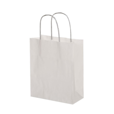 Punga cadou Papiroti 12832 / 17588, B4, 26x35x12cm, 90g/mp, alba, manere din hartie rasucita