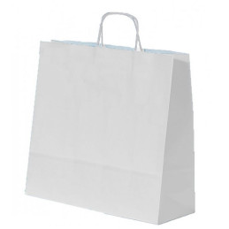Punga cadou Papiroti 93924, 45x48x17cm, 100g/mp, alba, manere din hartie rasucita