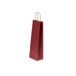 Punga cadou Papiroti 5521, 14x8x39cm, 110g/mp, rosu inchis, manere din hartie rasucita, pentru sticle