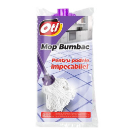 Rezerva mop Oti, bumbac, 200g, alb, neimprimat, montura galbena, 140233