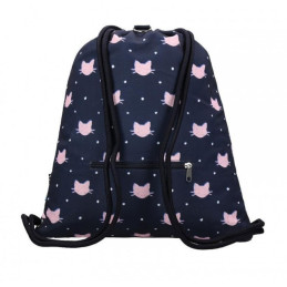 Rucsac cu snur pentru copii St.Right Meow 623189, bleumarin cu roz